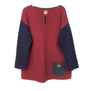 Peggy Walter Chunky Sweater Button Keyhole Front